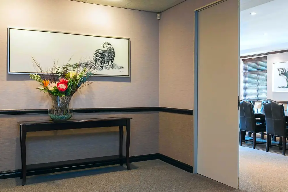 Art-lined corridor at The Workplace, Regent Hill Office Park, Lonehill